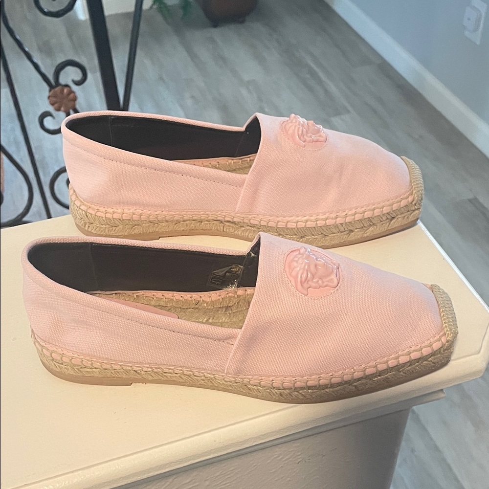 Versace Pink Canvas Espadrille Loafers - Picture 4 of 9